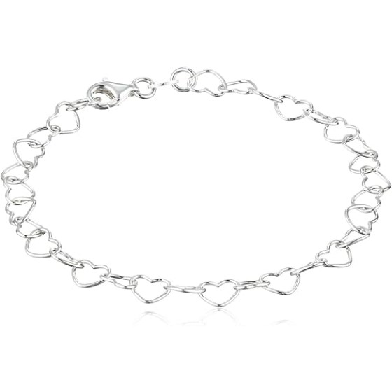 Sterling Silver 5.3mm Heart-Link Bracelet