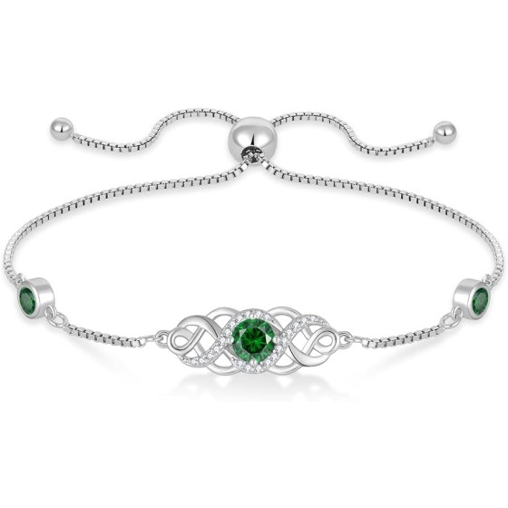 925 Sterling Silver Birthstone Bracelet Irish Jewelry for Women