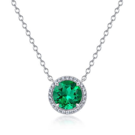 18K Gold Emerald Bubble Women's Necklace / With GRC Certificate