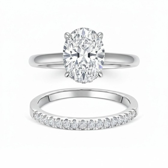 18K Gold 4ct Oval Lab Grown Diamond Women's Ring / With IGI Certificate