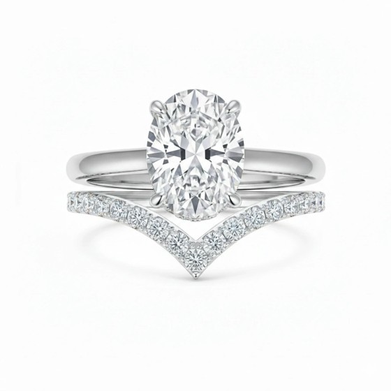 18K Gold 4ct Oval Lab Grown Diamond Women's Ring / With IGI Certificate