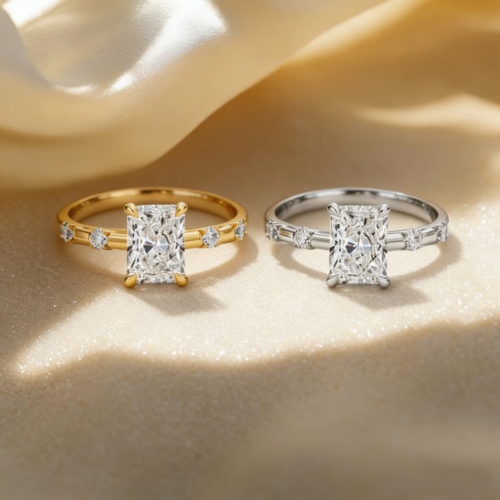 18K Gold 1ct Square Lab Grown Diamond Women's Ring